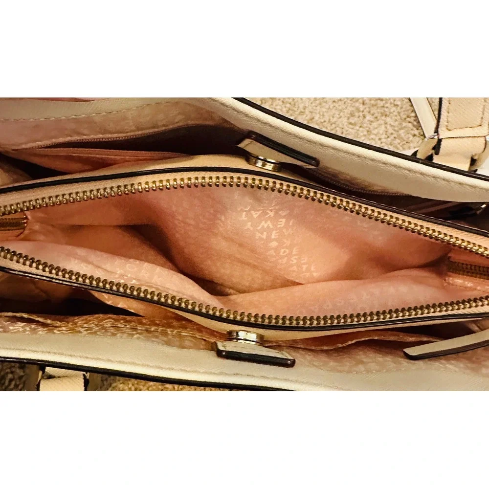 Kate Spade New York Laurel‎ Way Reese Saffiano Leather Satchel Bag Cream Beige